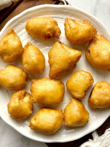 homemade Chinese chicken balls on plate.