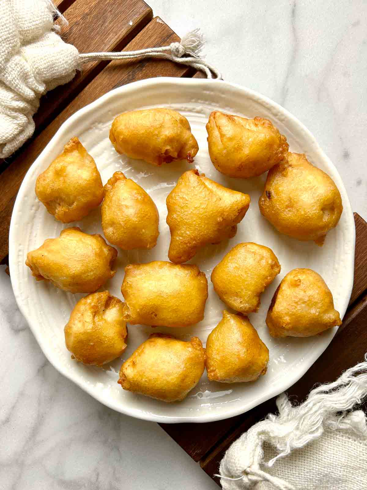 homemade Chinese chicken balls on plate.