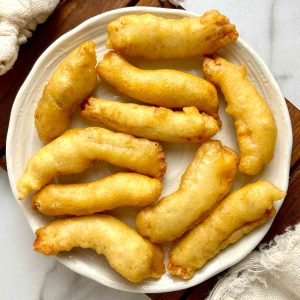 Chinese chicken fingers on plate.