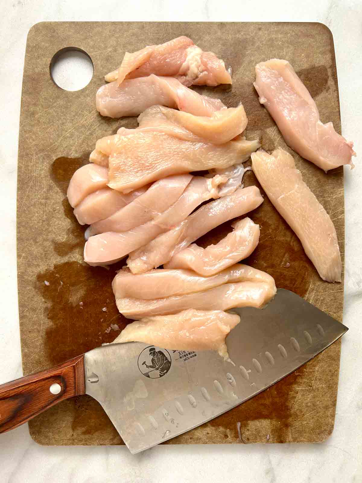 chicken breast cut into ½-inch thick slices.