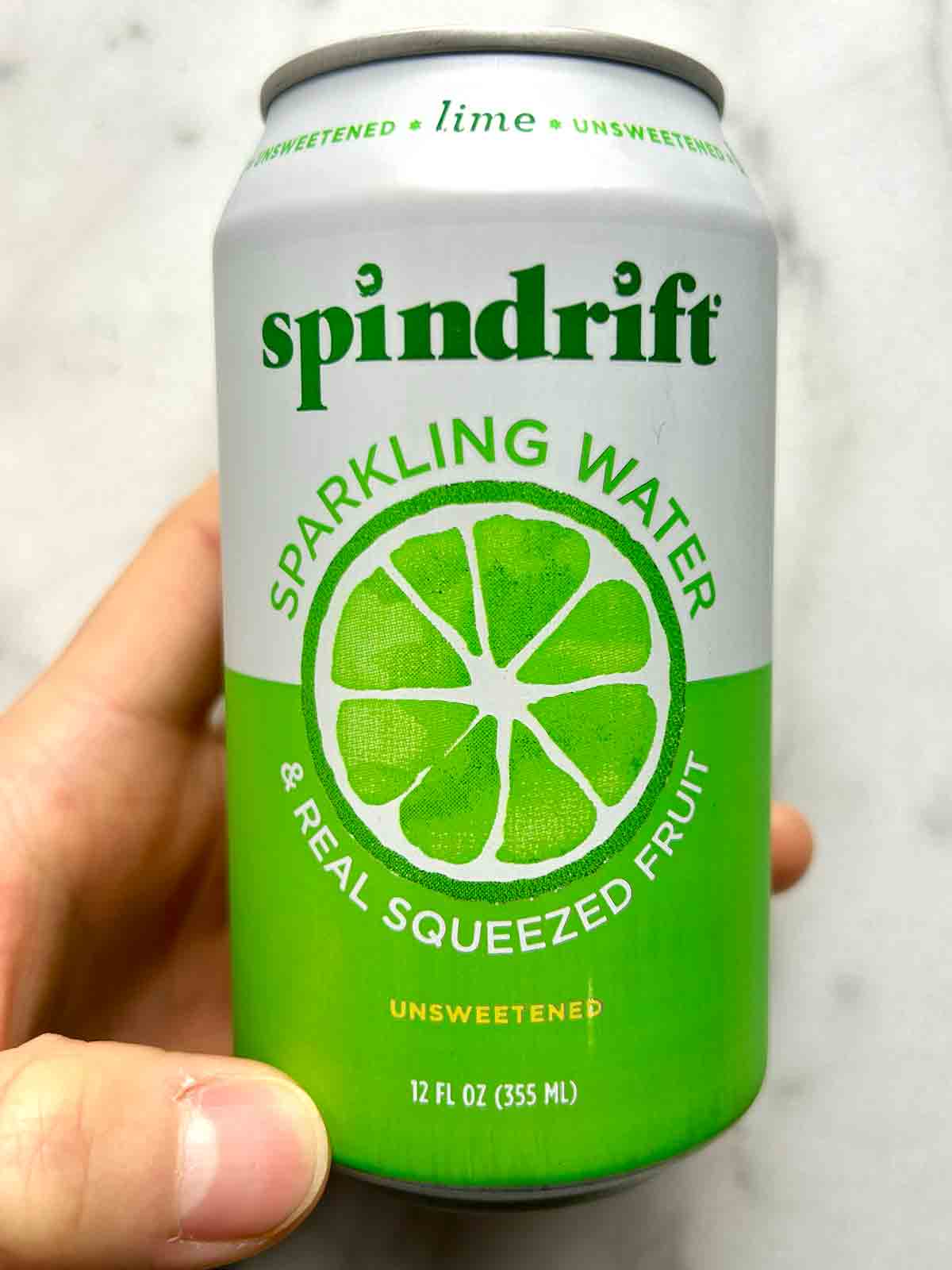 can of sparkling water.