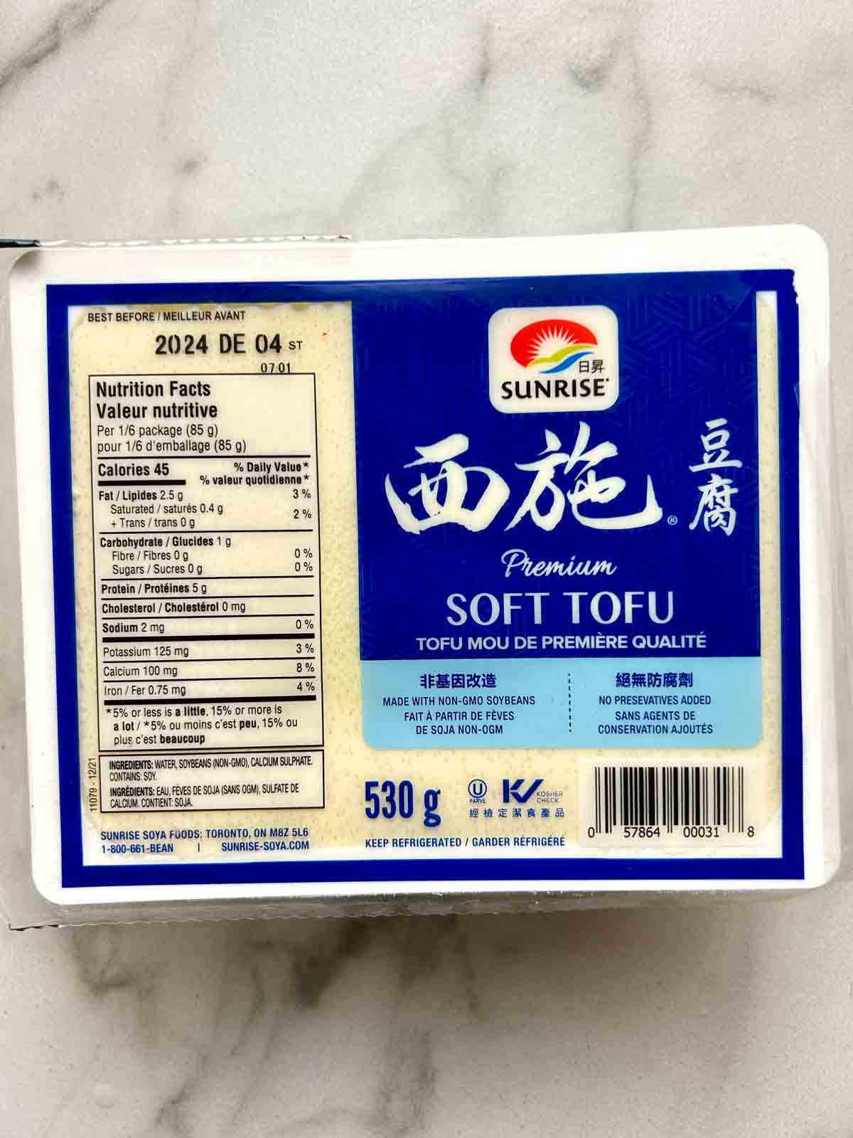 box of soft tofu.