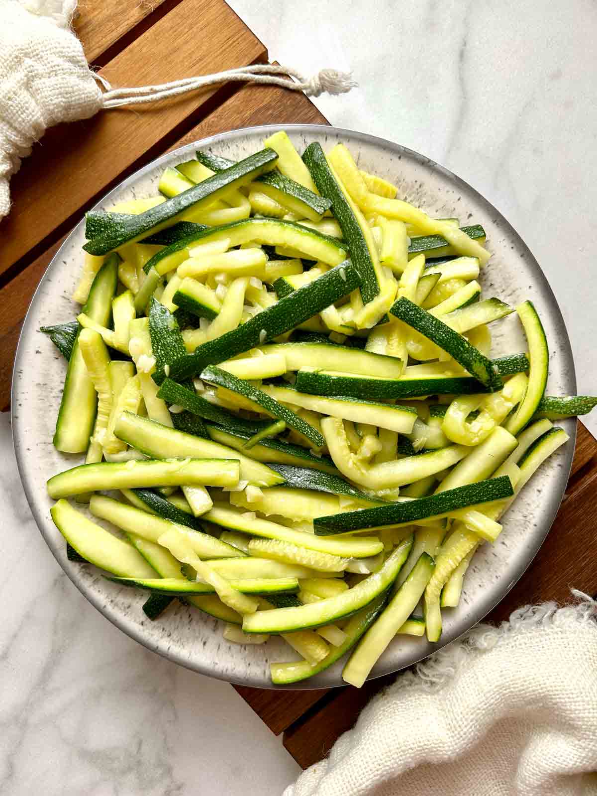 plate of stir-fried zucchini.