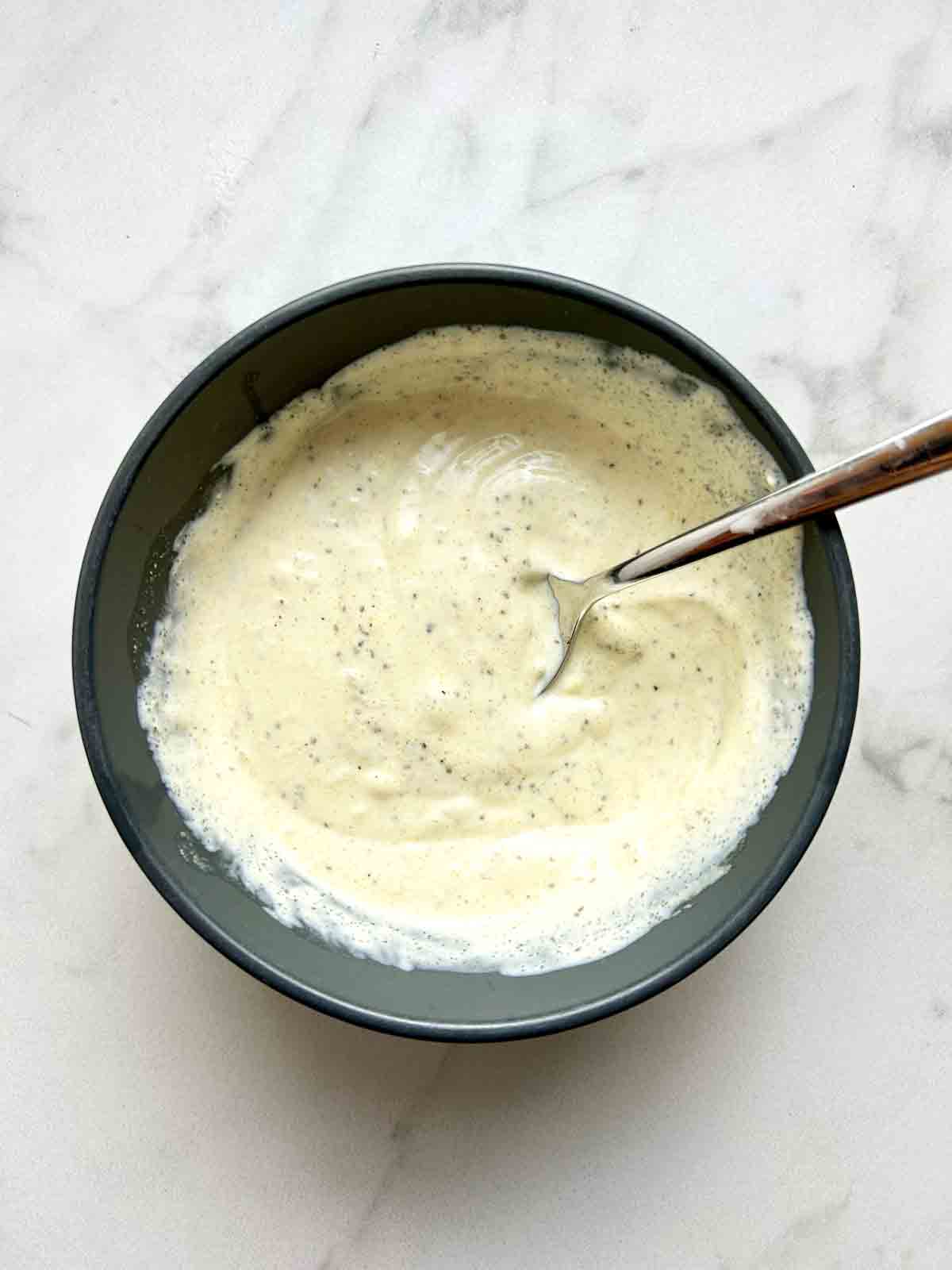 dressing combined in bowl.