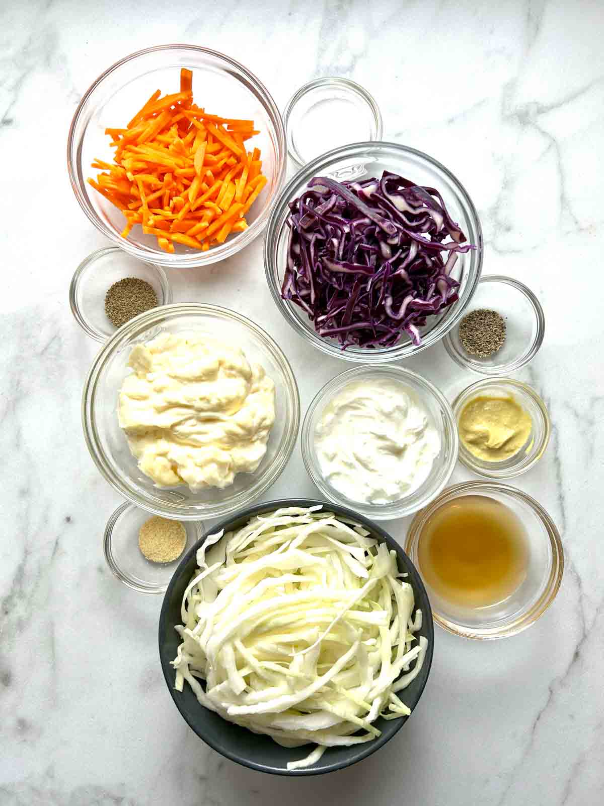 ingredients prepped in bowls.