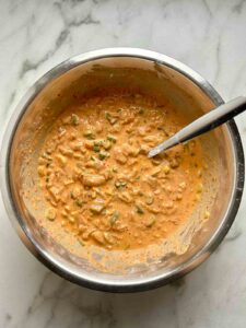 batter mixed together in bowl.