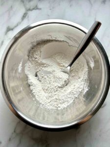 dry ingredients mixed together in bowl.