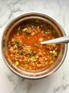 wet ingredients mixed together in bowl.