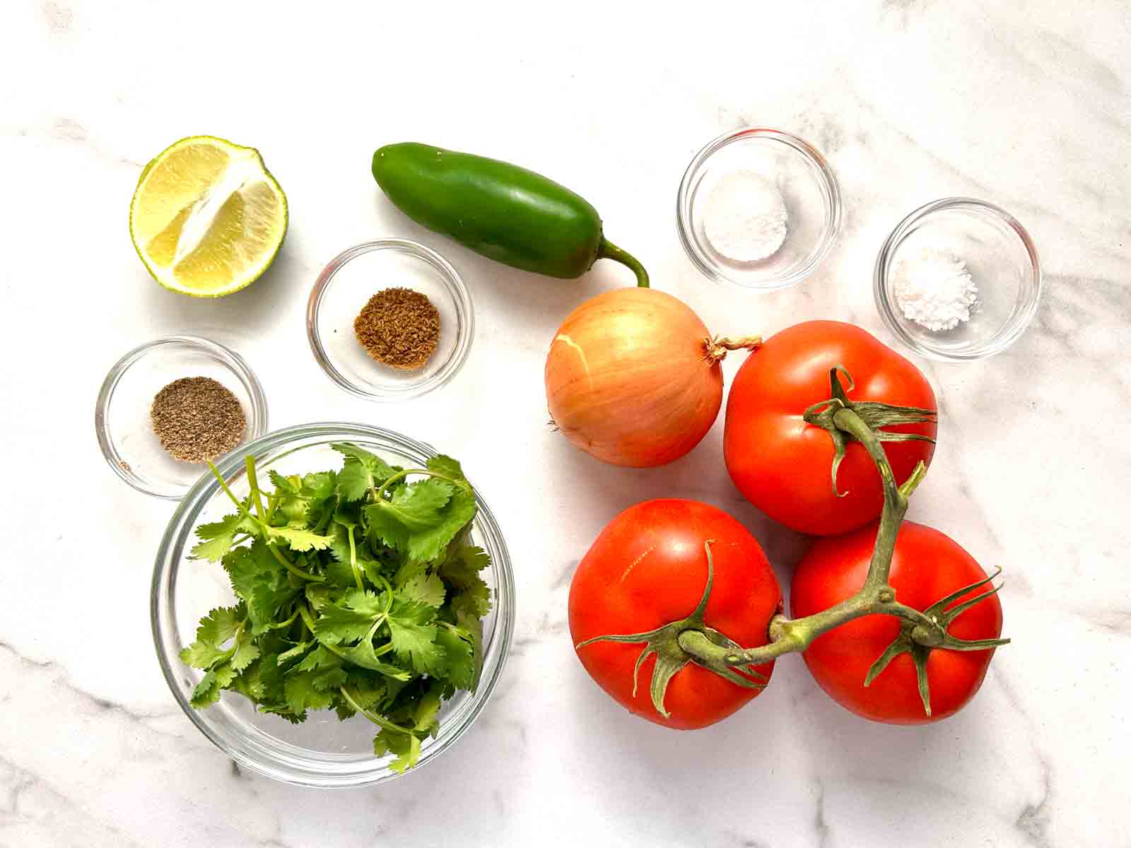 ingredients in bowls.