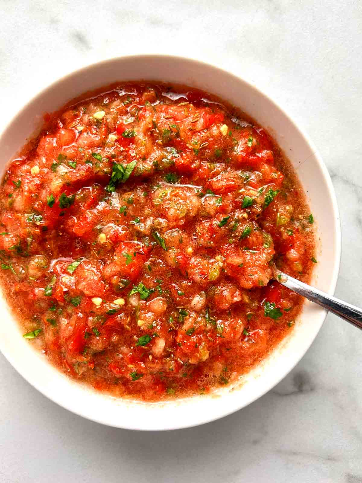 bowl of homemade salsa.