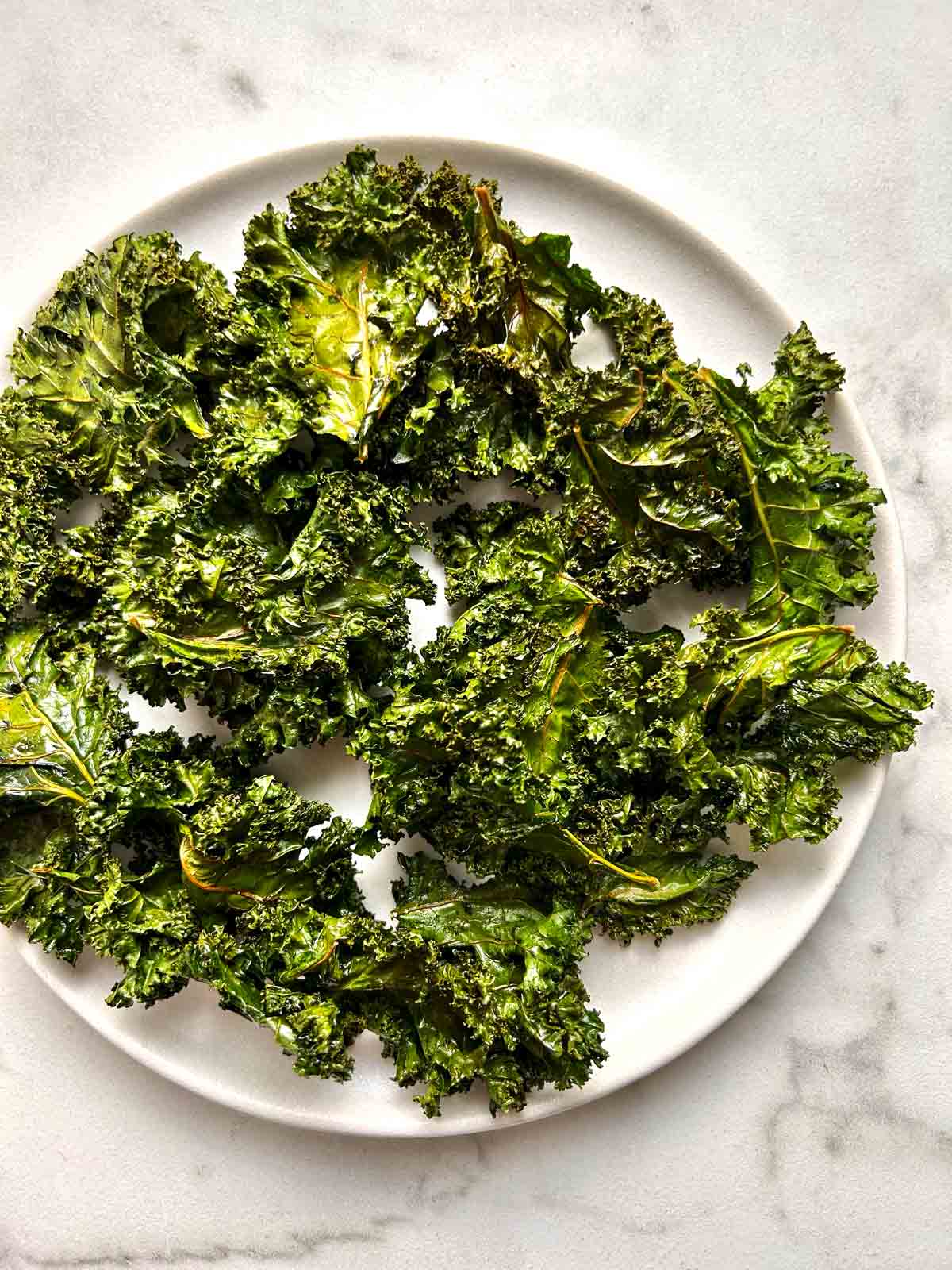 plate of crispy kale chips.