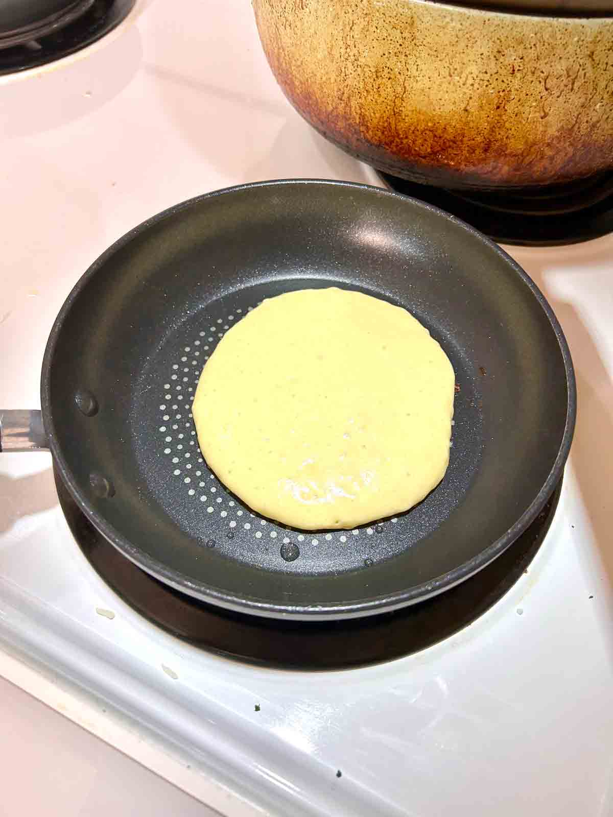 batter scooped into pan.