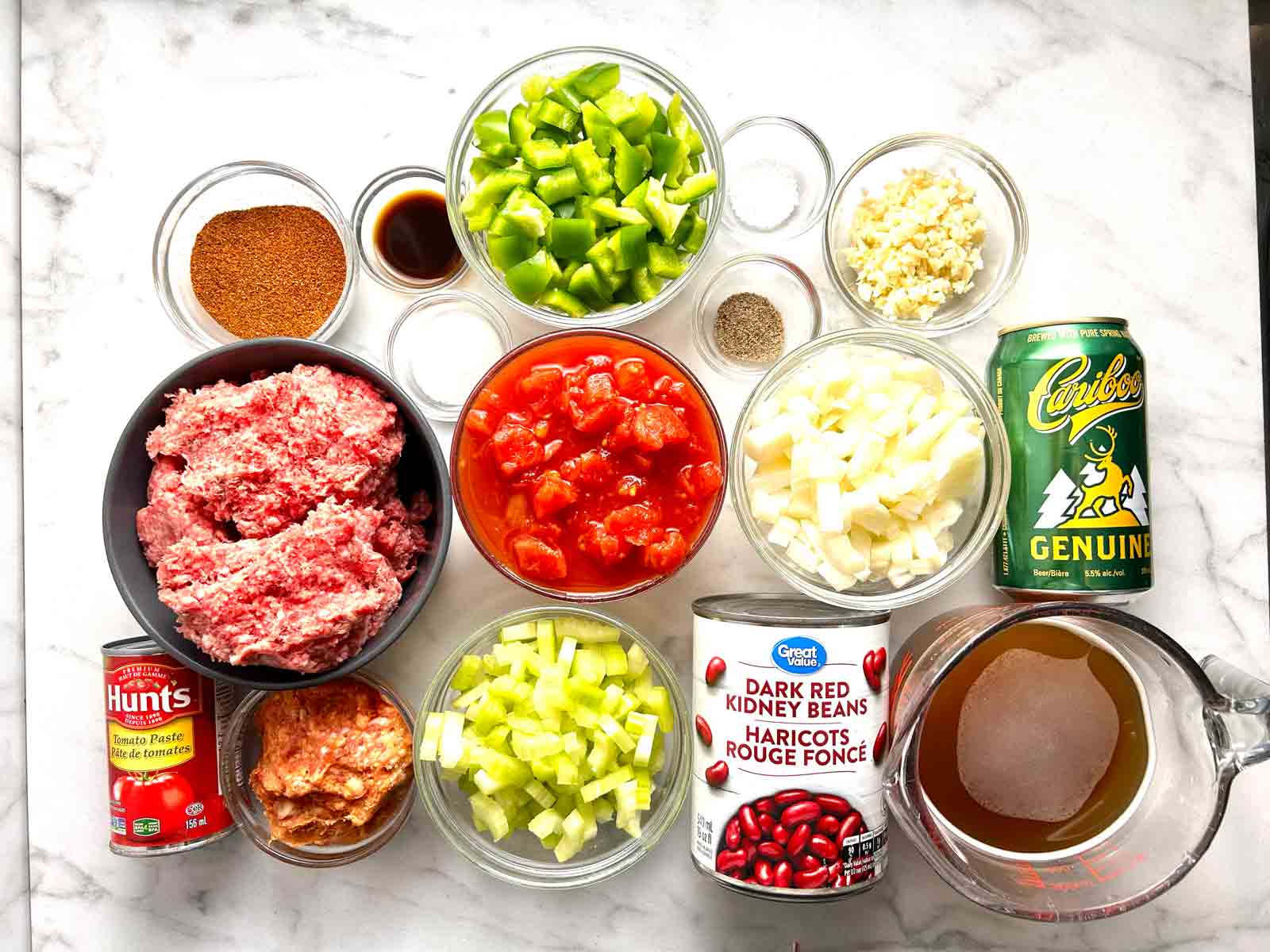 ingredients prepped in bowls.