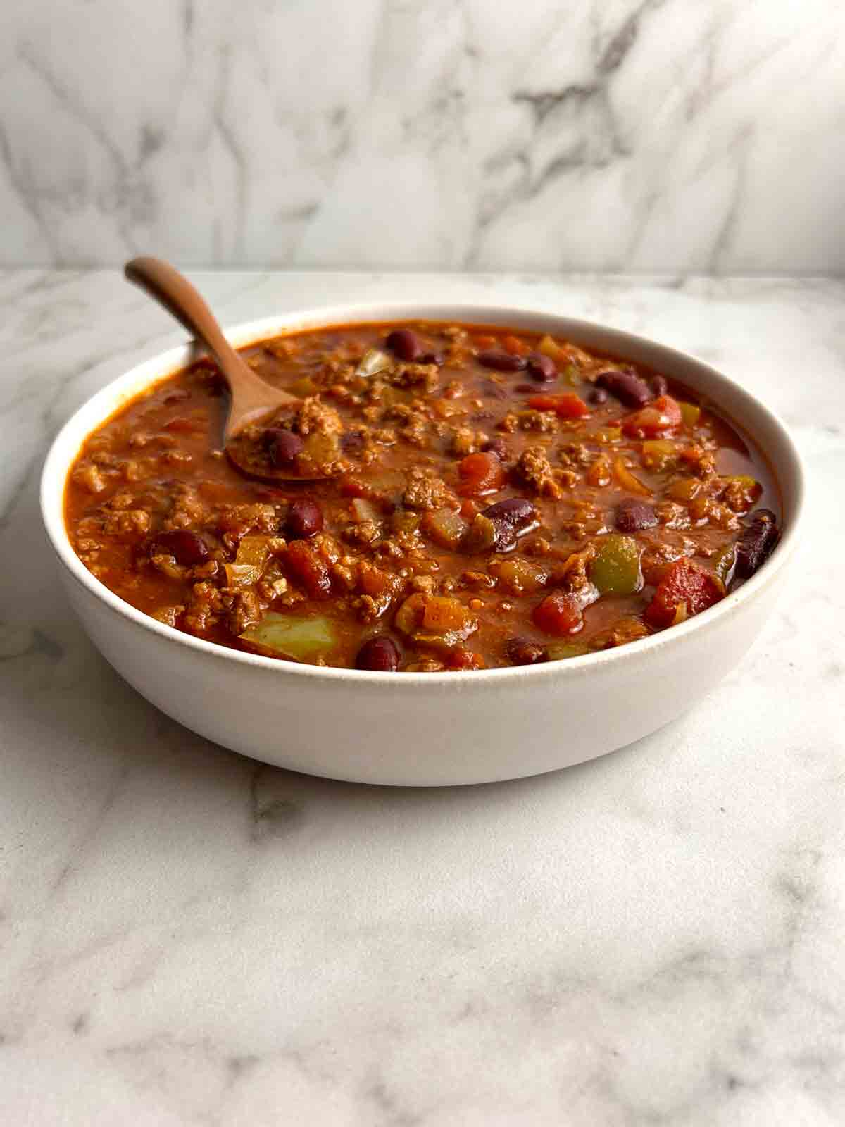 bowl of homemade chili.