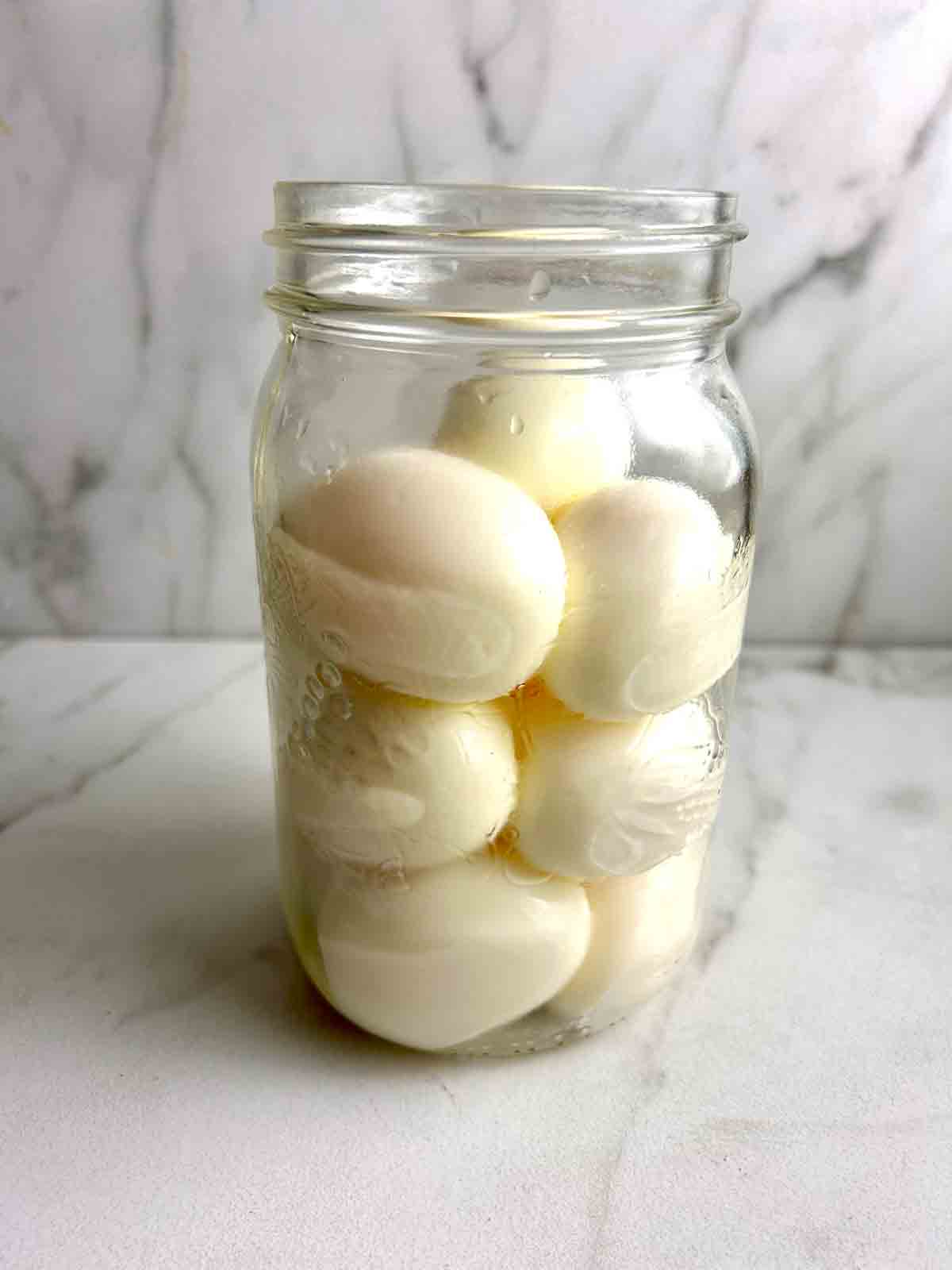 hard boiled eggs in jar.