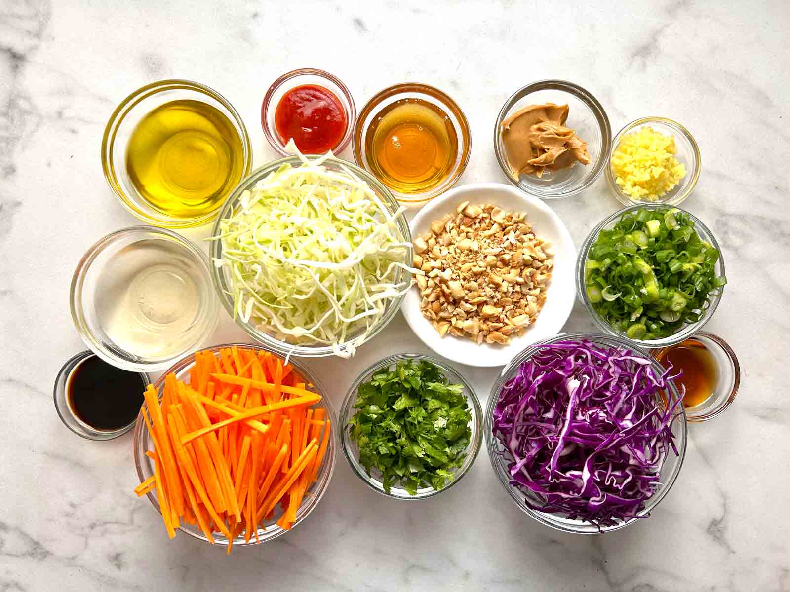 ingredients prepped in bowls.