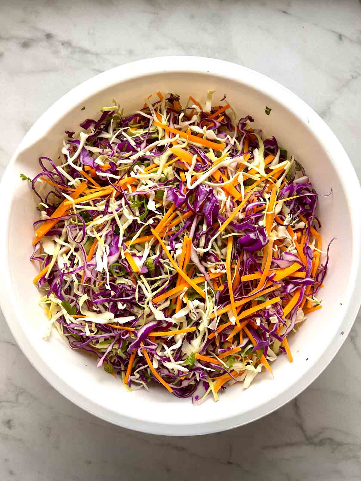 salad tossed together in large bowl.