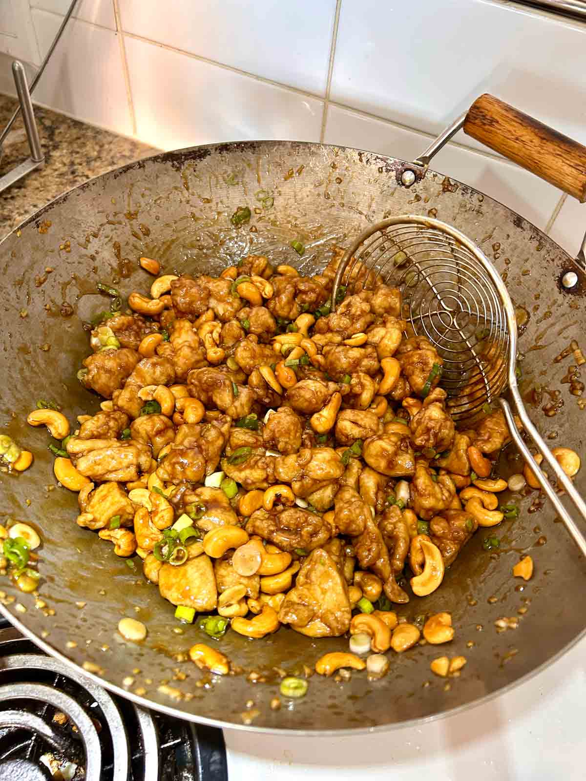 stir in green onions off the heat.