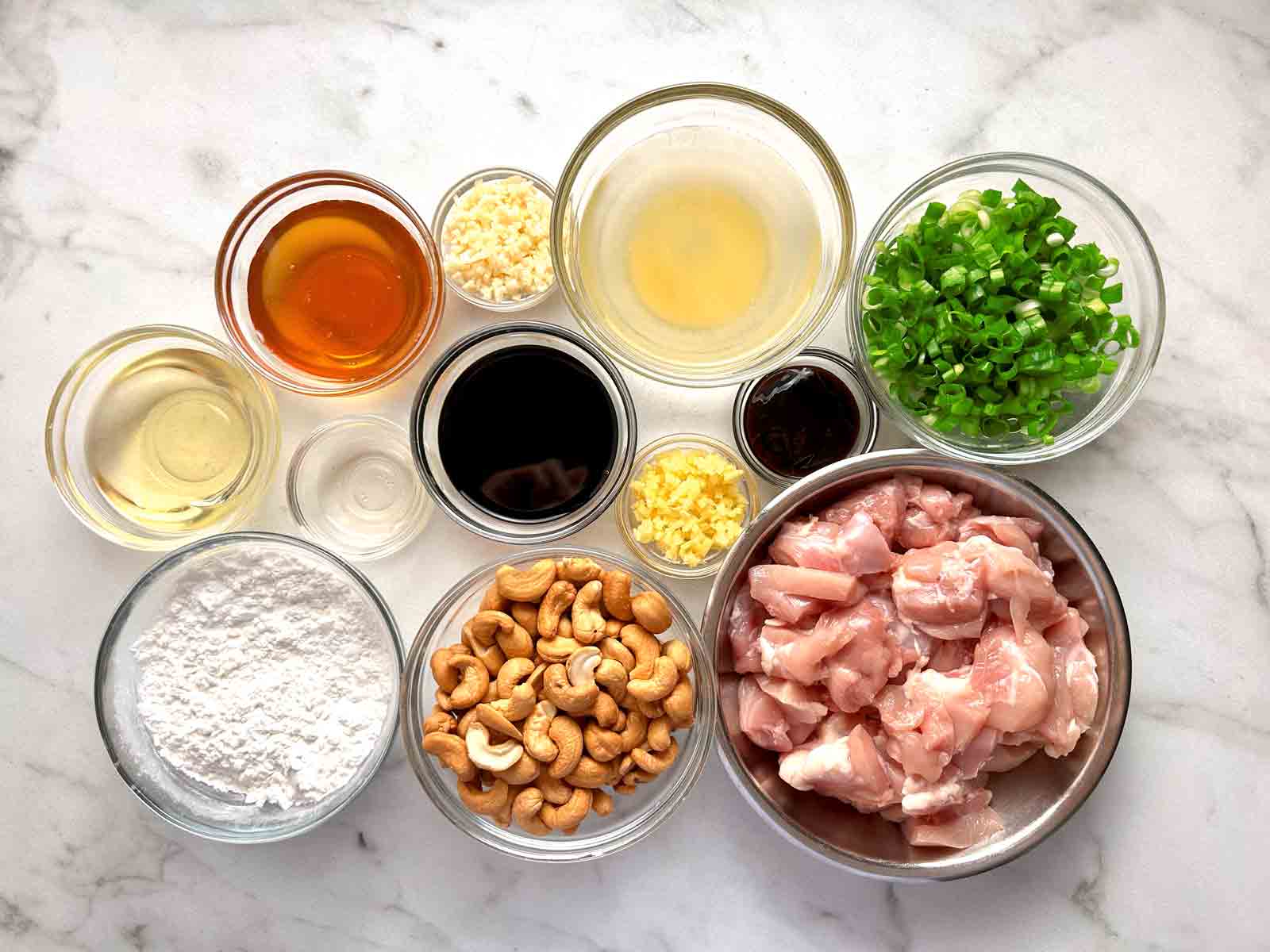 ingredients prepped in bowls.