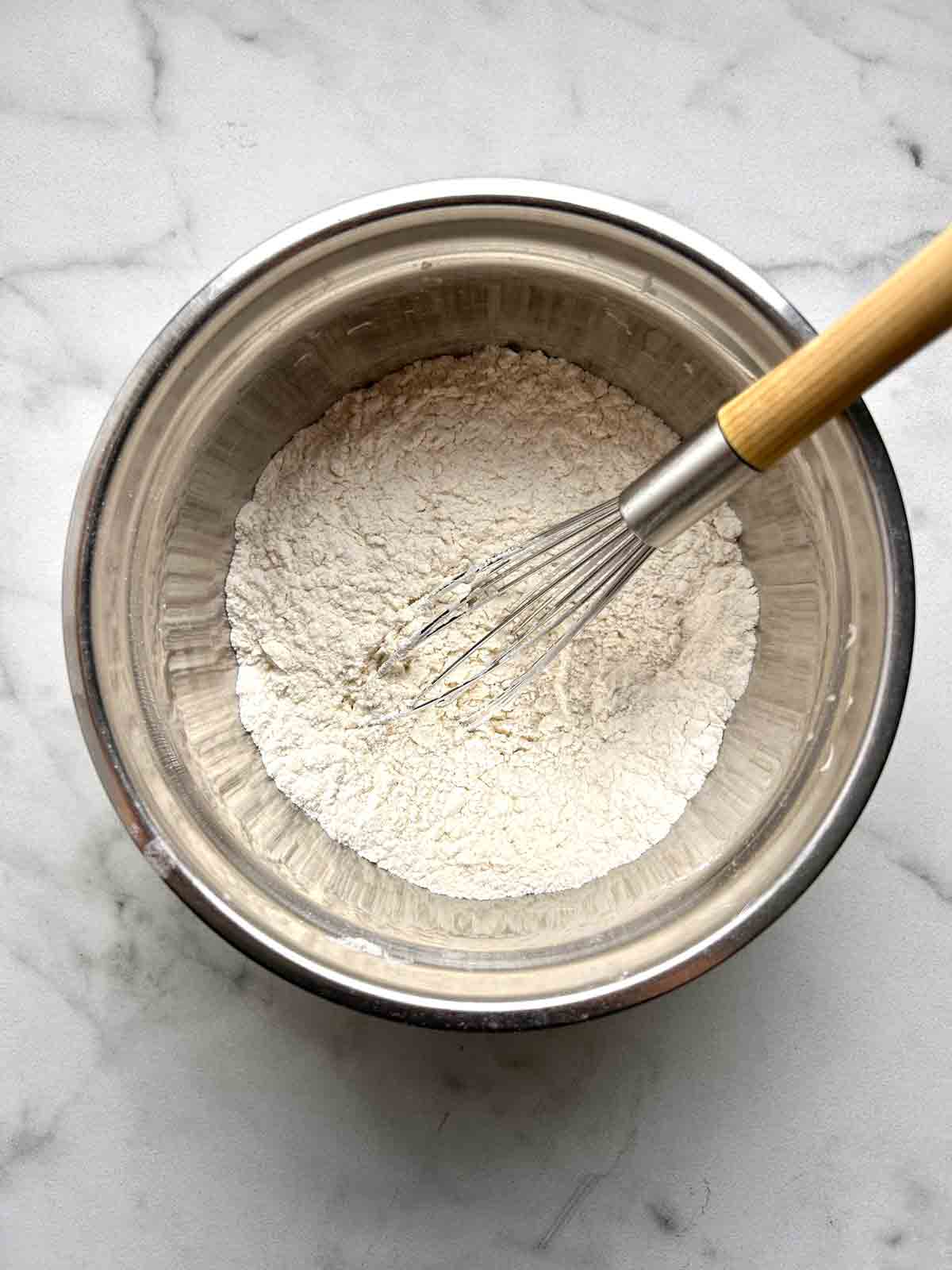 dry mixture whisked in bowl.