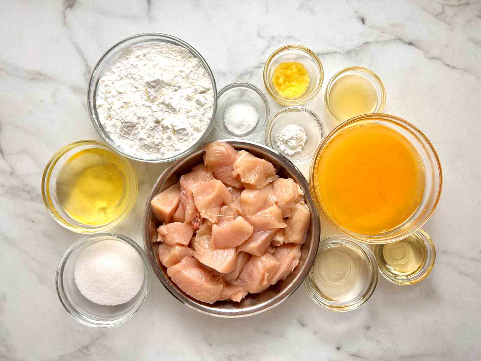 ingredients prepped in bowls.