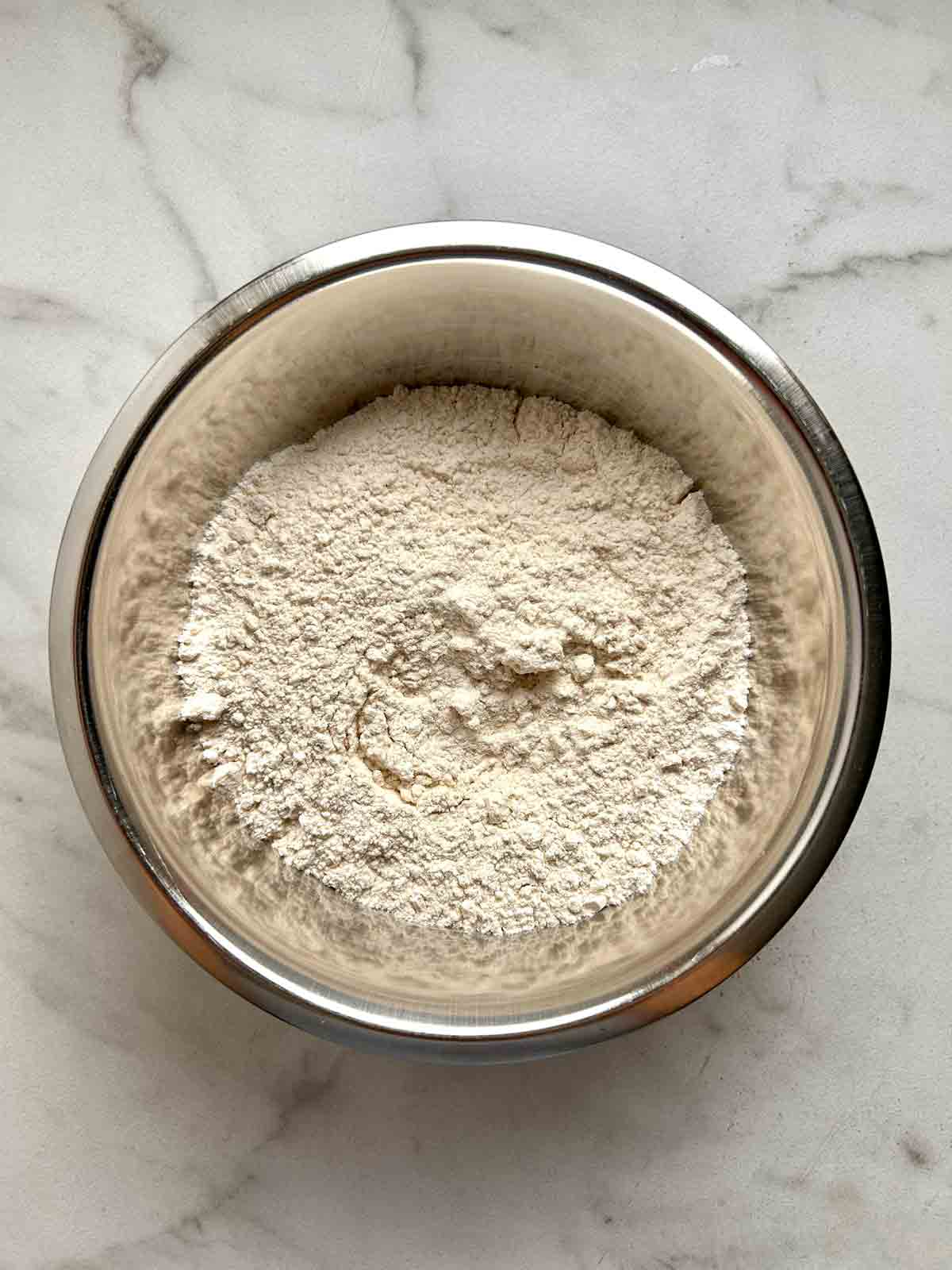 dry ingredients whisked in bowl.