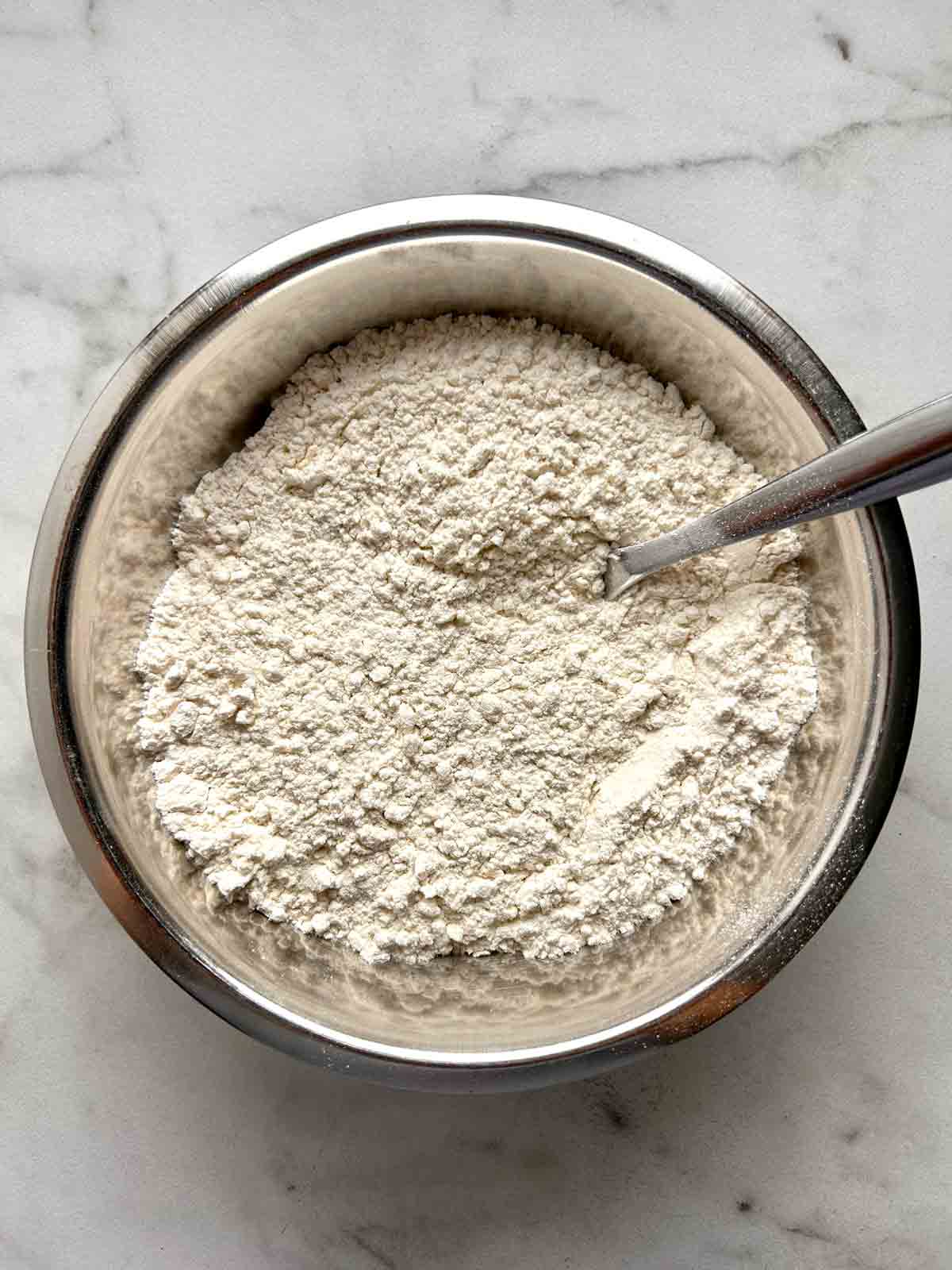 flour mixture whisked together in bowl.