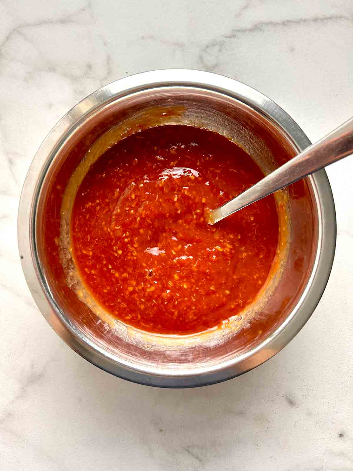 sauce ingredients mixed in bowl.
