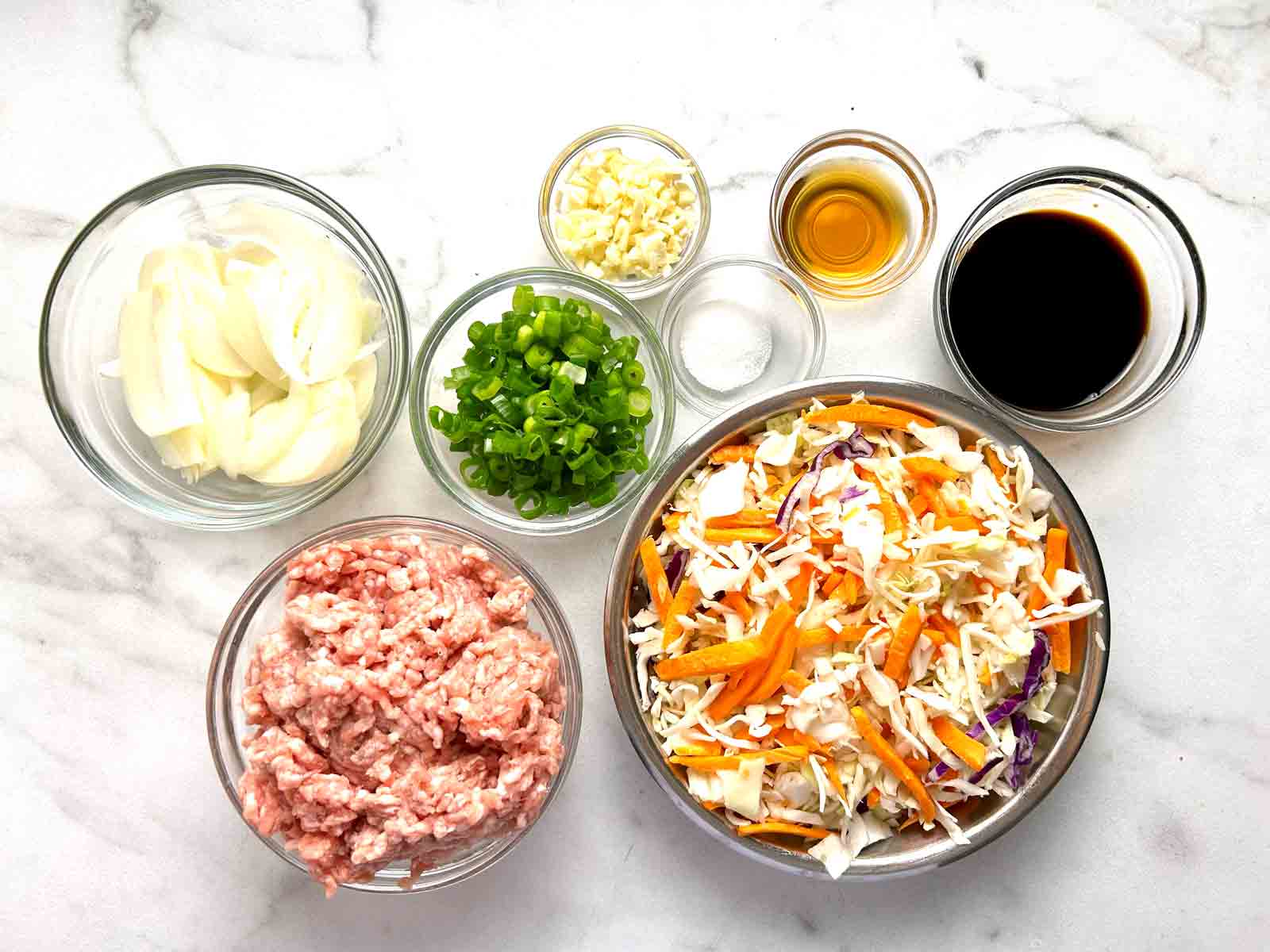 ingredients prepped in bowls.