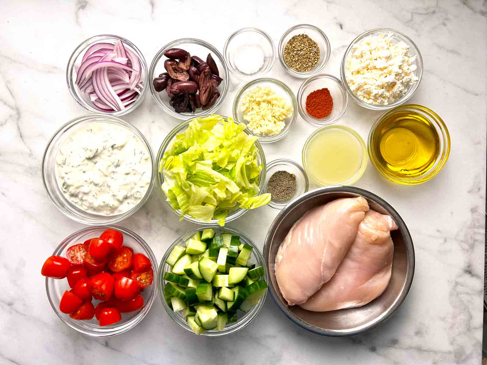 ingredients prepped in bowls.
