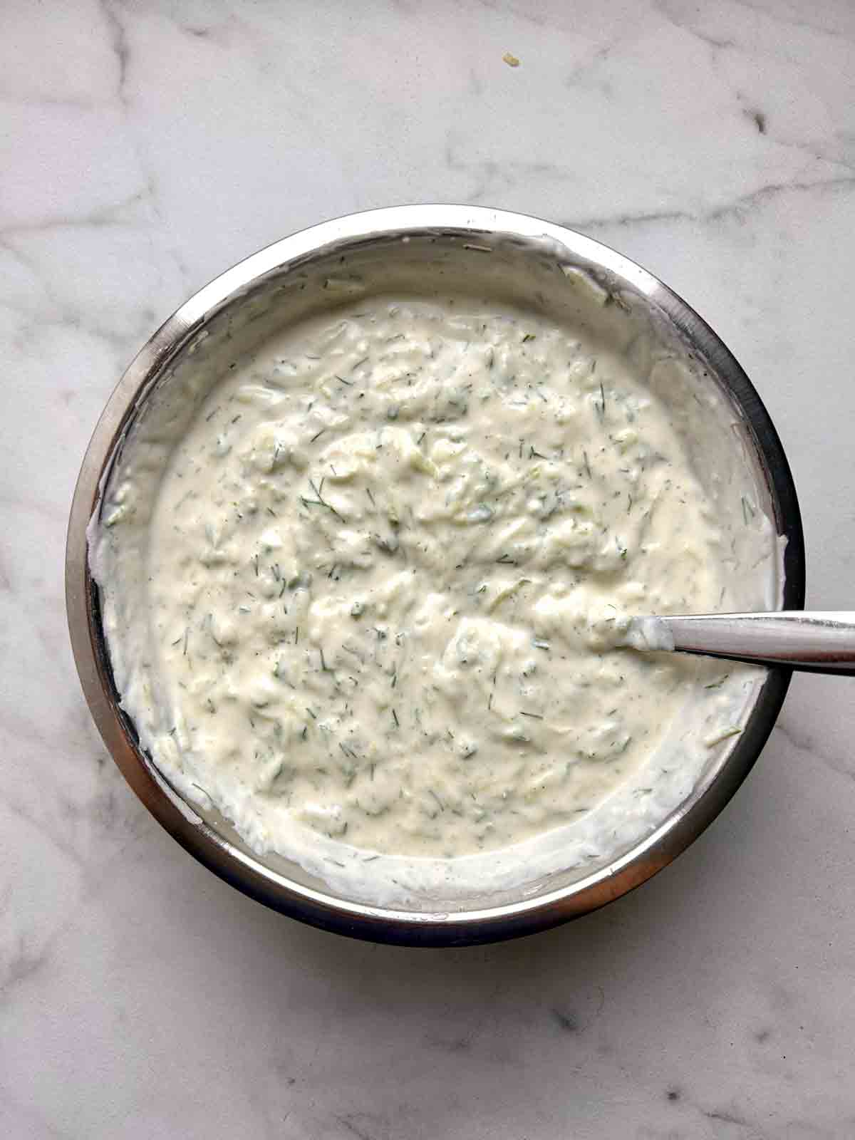 tzatziki sauce in bowl.