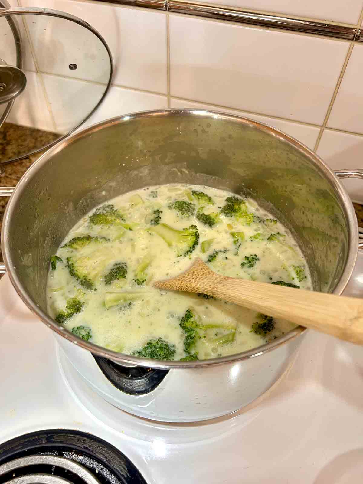 broccoli added to soup.