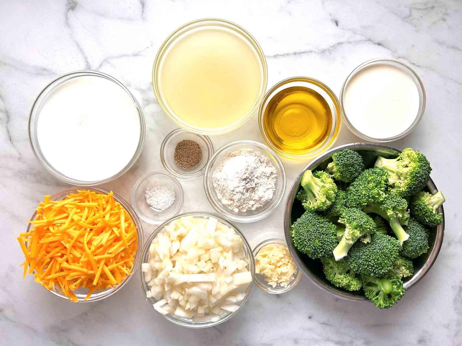 ingredients prepped in bowls.