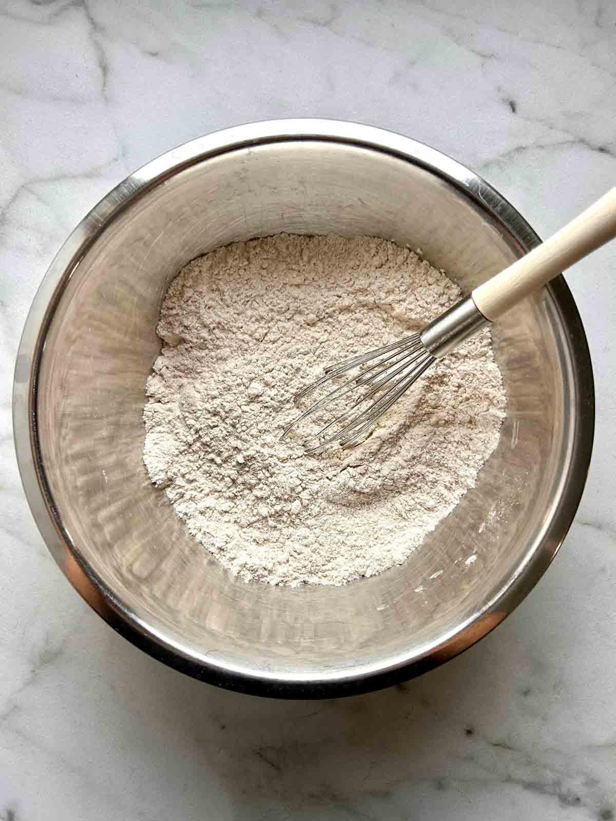 dry ingredients whisked together.