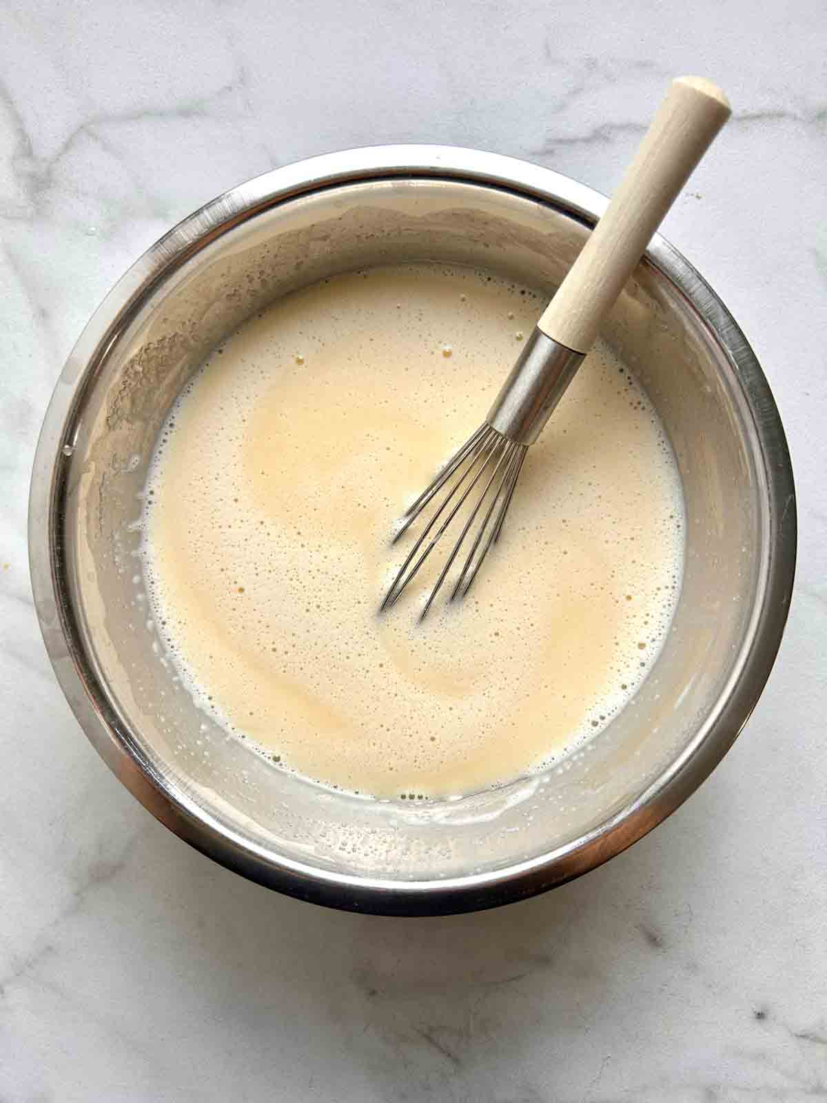 wet ingredients whisked together.