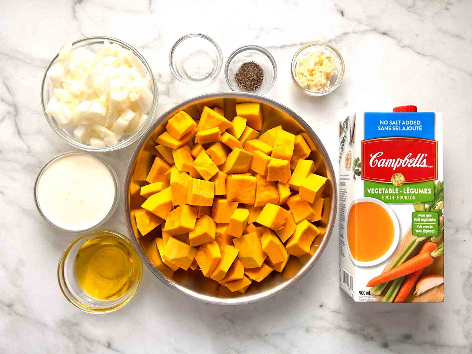 ingredients prepped in bowls.