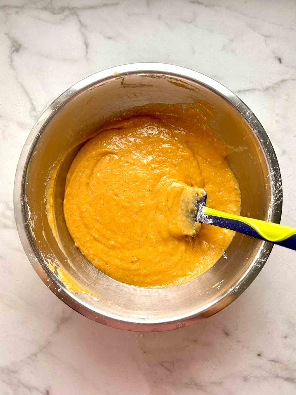 batter mixed together in bowl.