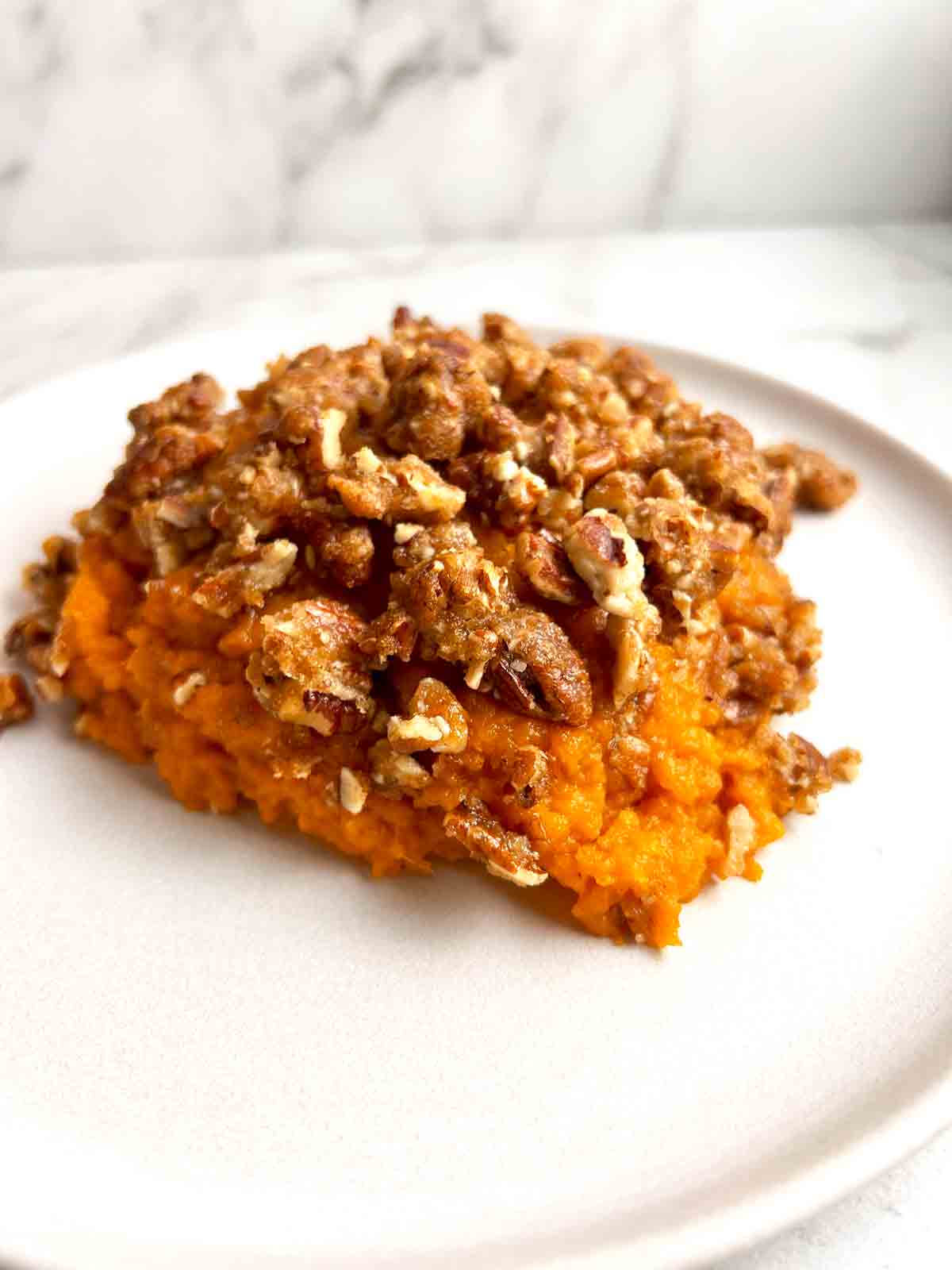 slice of sweet potato casserole.