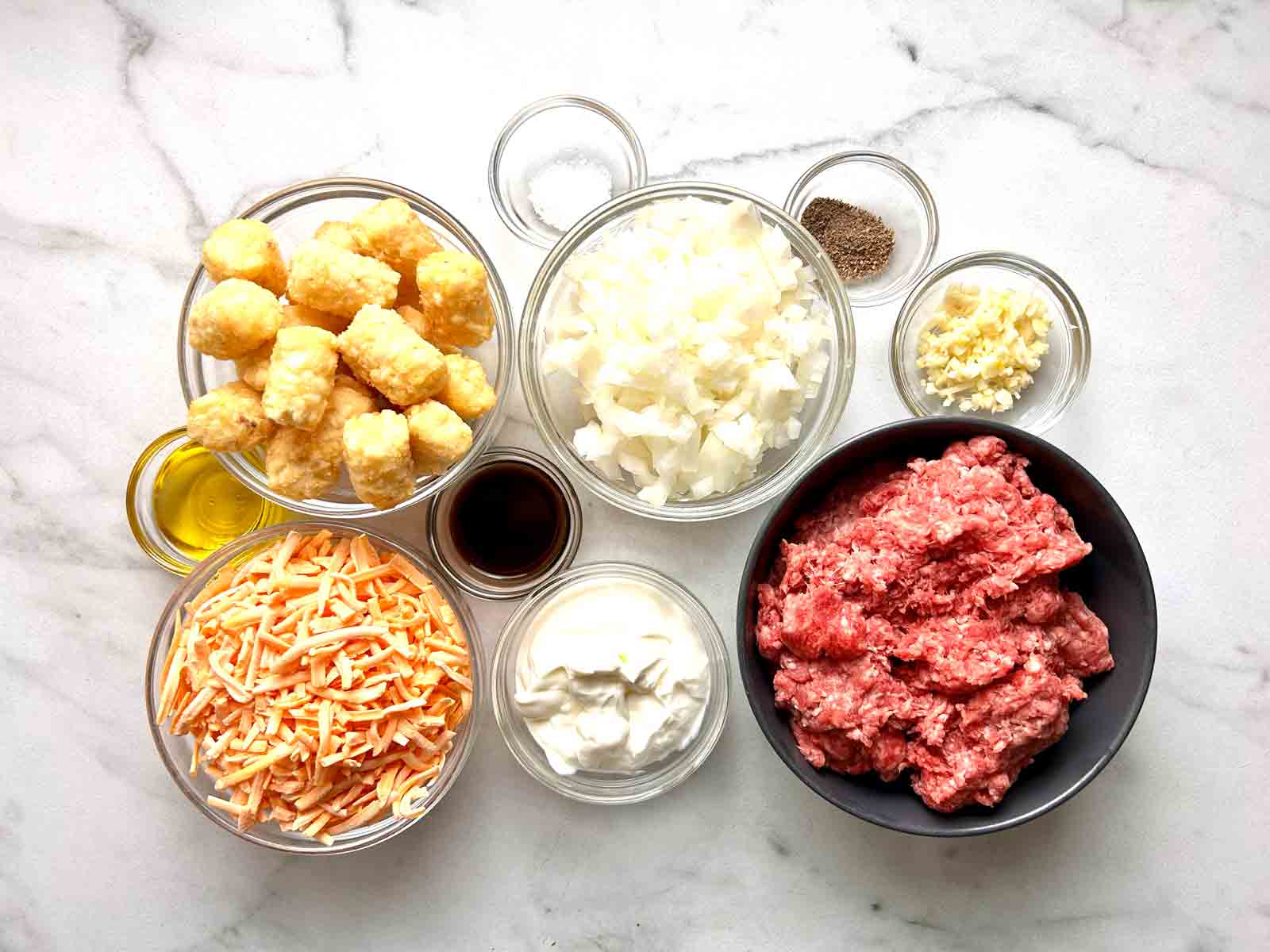 ingredients prepped in bowls.