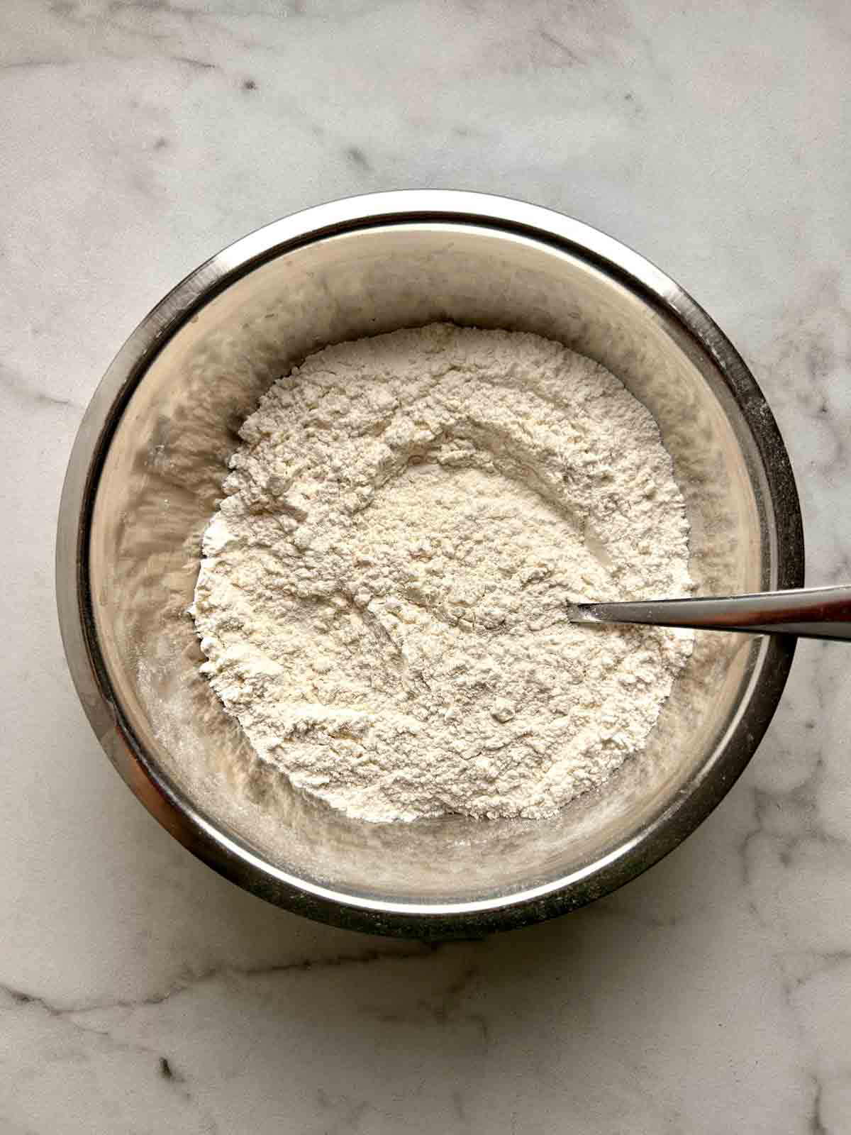 dry mixture whisked in bowl.