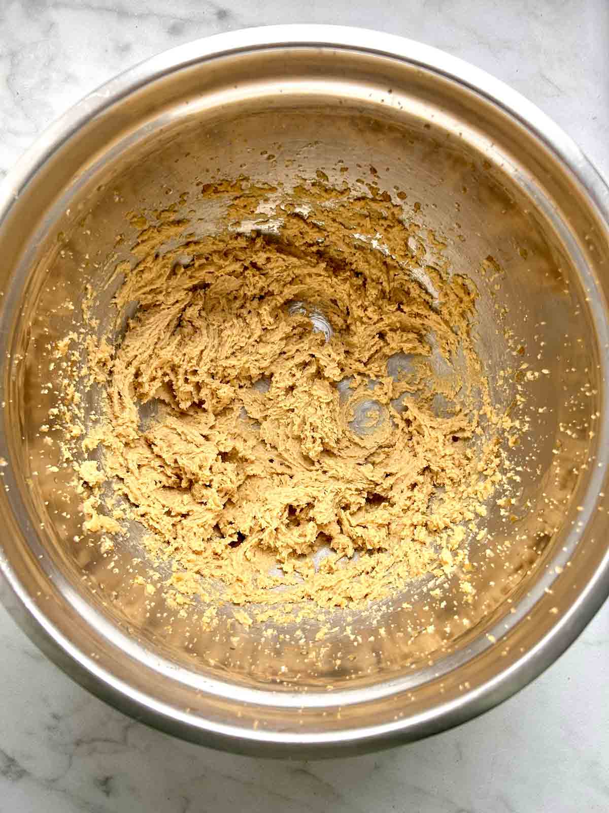 creamed butter and sugar in bowl.