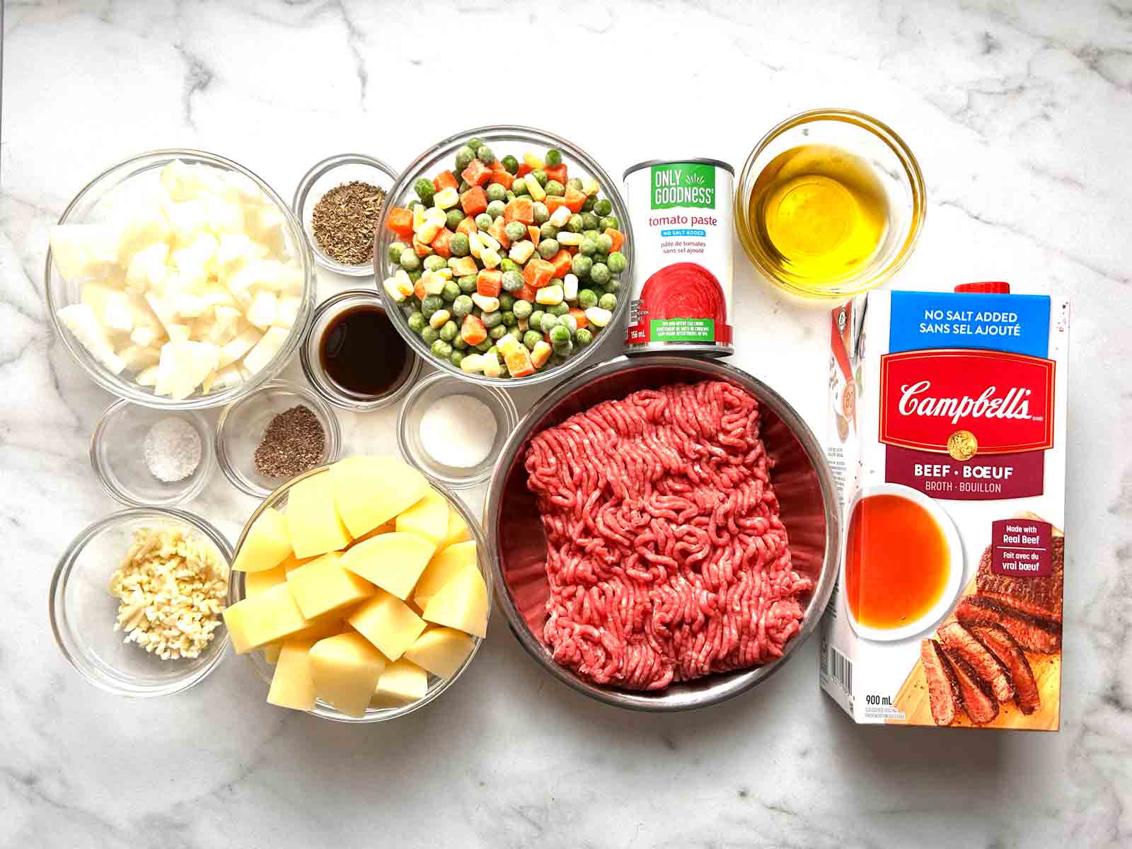 ingredients prepped in bowls.