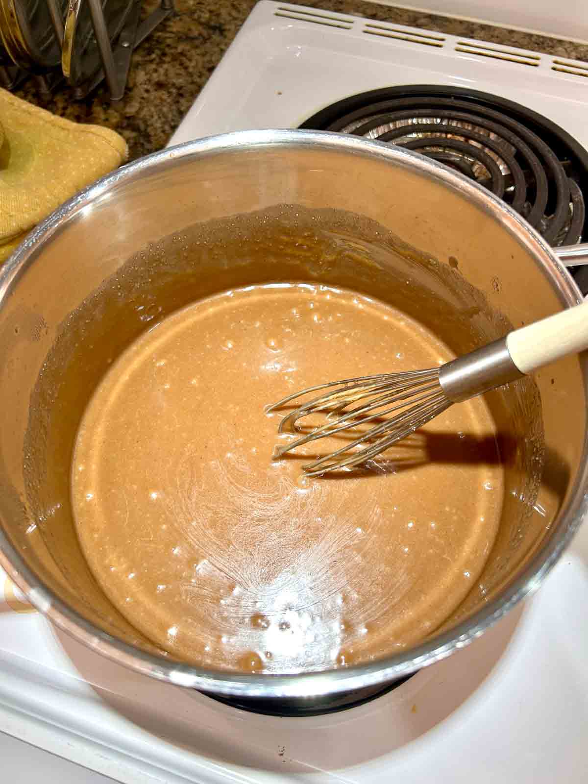 peanut butter stirred into mixture.