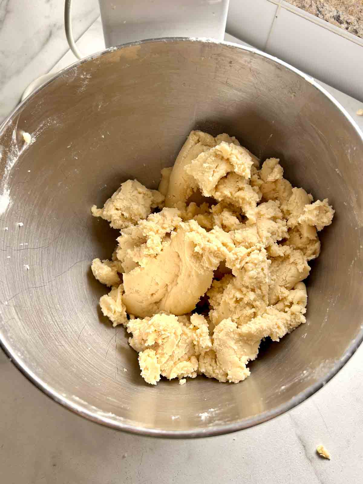 dough in stand mixer.