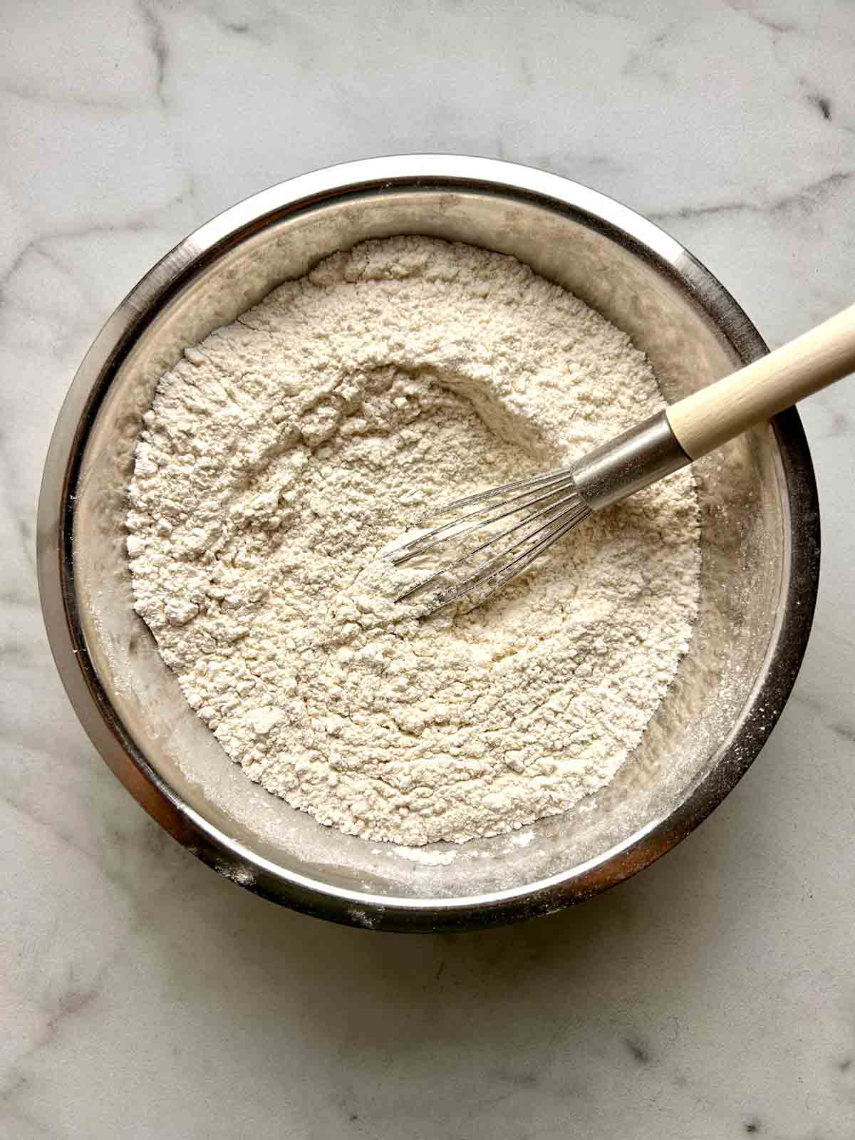 dry mixture whisked in bowl.