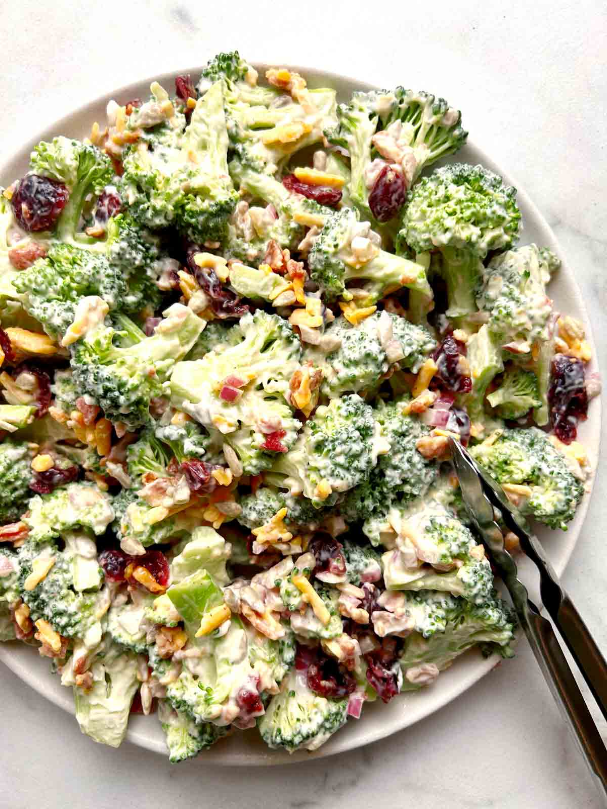 plate of broccoli salad.