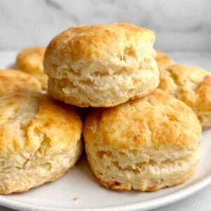 close up of plate of biscuits.