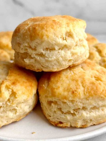 close up of plate of biscuits.