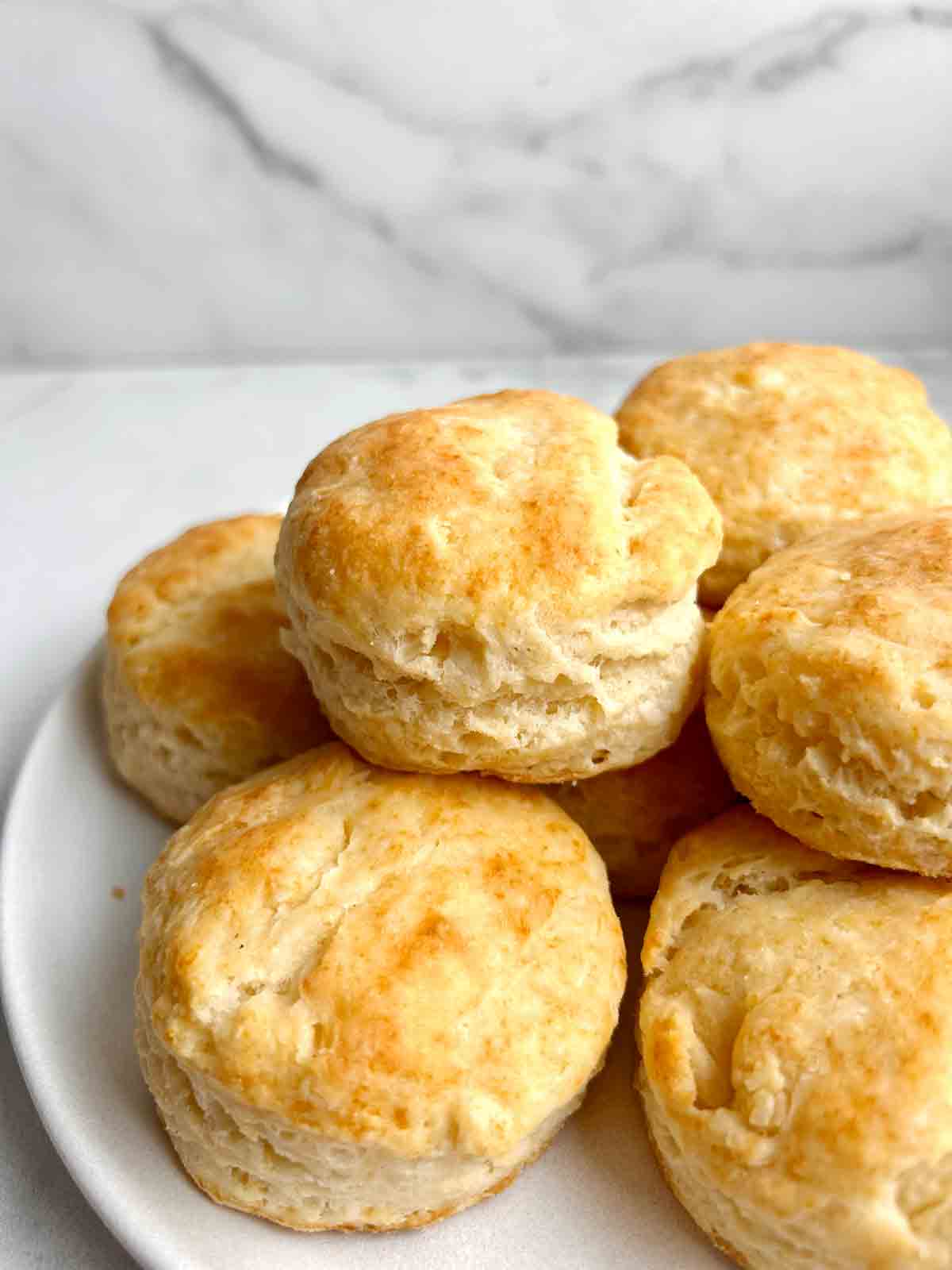 close up of plate of biscuits.