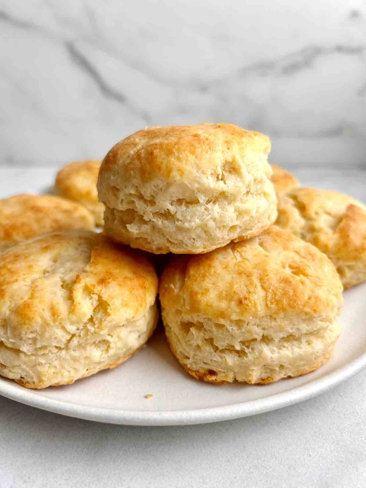 close up of plate of biscuits.